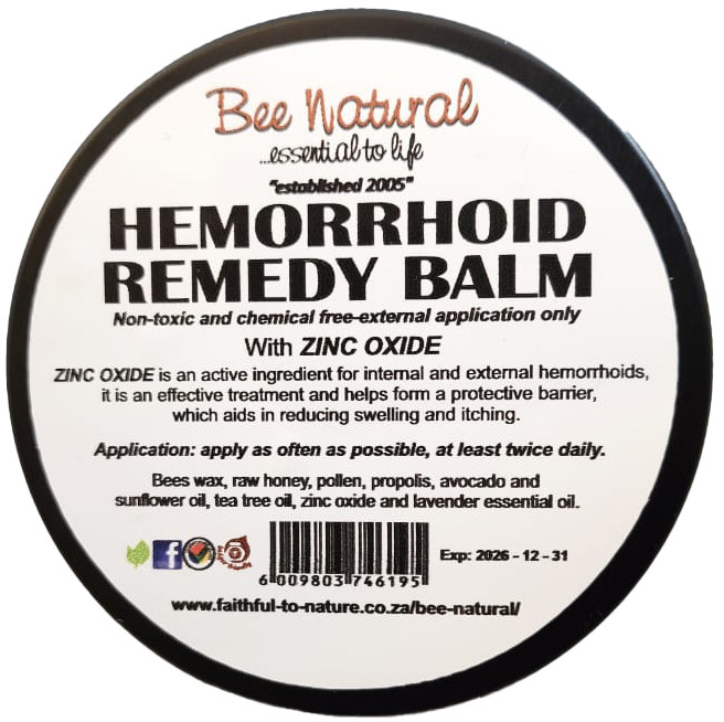 Bee Natural Hemorrhoid Remedy Balm front label